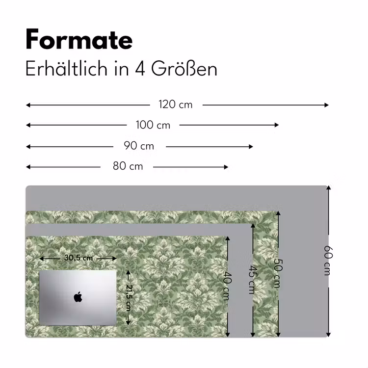 Sierlijk - Lichtgroen - Planten - Patroon - Getailleerd Muismat XXL klein 681 -ysfeer5_duits