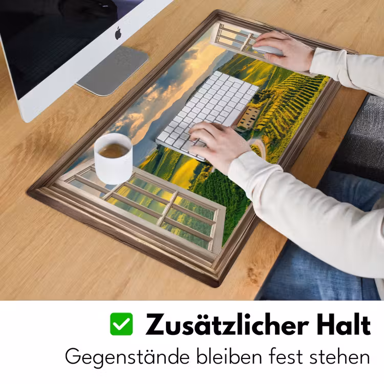 Doorkijk - Toscane - Uitzicht - Landschap - Zomer Muismat XXL klein -ysfeer3_duits