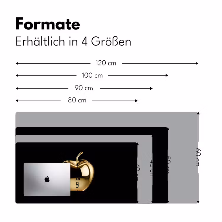 Appel - Goud - Chrome - Zwart Muismat XXL klein -ysfeer5_duits