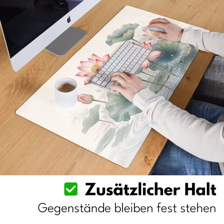 Aquarel - Lotusbloemen - Kleurrijk Muismat XXL klein -ysfeer3_duits