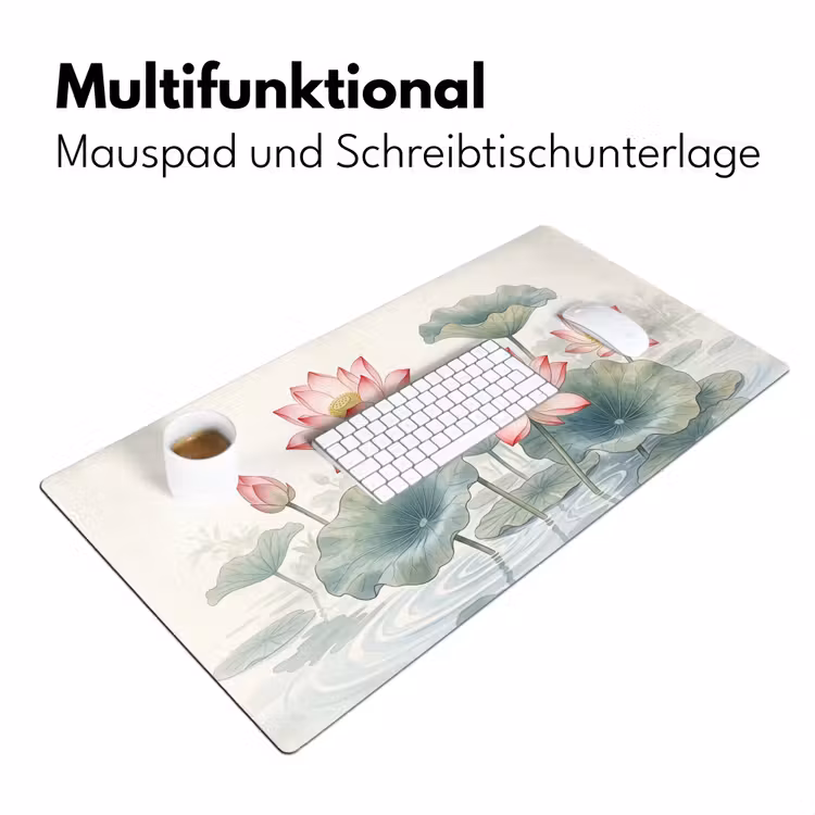 Aquarel - Lotusbloemen - Kleurrijk Muismat XXL klein -ysfeer4_duits