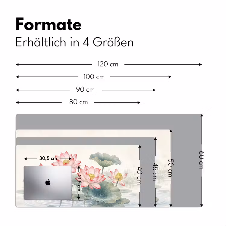 Aquarel - Lotusbloemen - Kleurrijk Muismat XXL klein -ysfeer5_duits