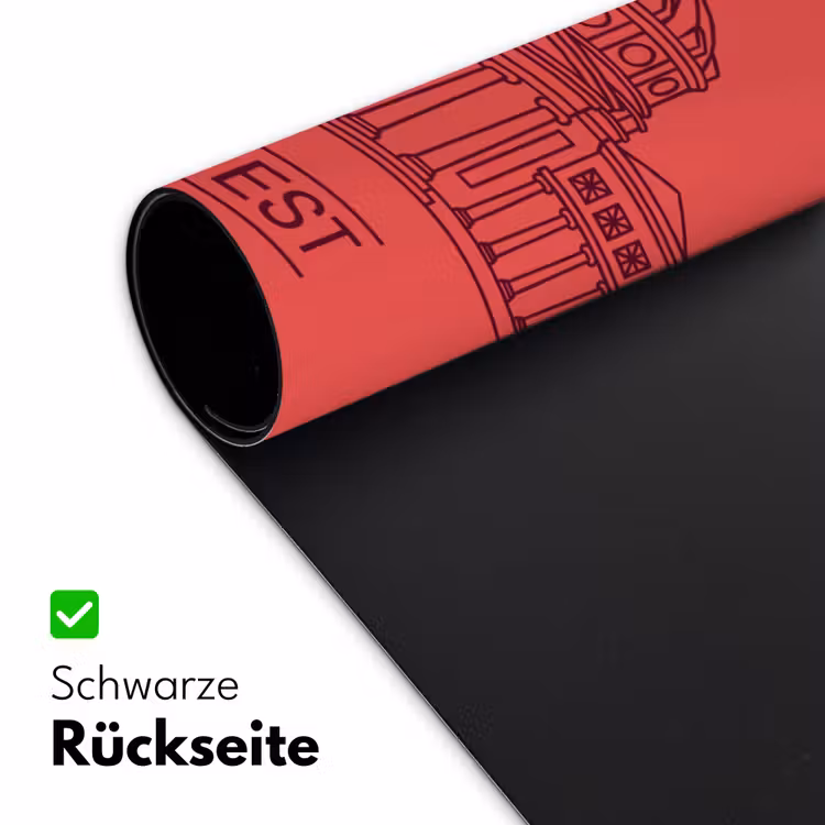 Schreibtischunterlage - Architektur – Bukarest – Stadtbild – Strichzeichnung – Rot - Architectuur - Boekarest - Stedelijk - Lijntekening - Rood Muismat XXL klein