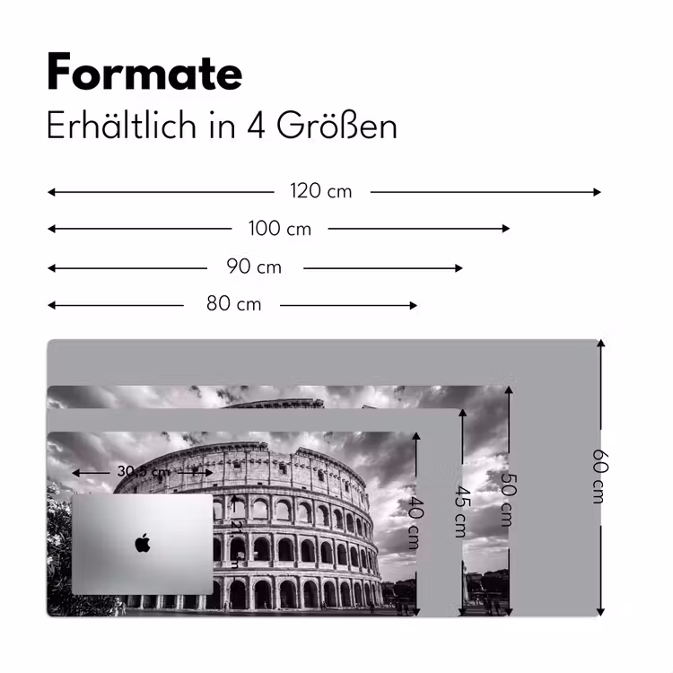 Architectuur - Colosseum - Rome - Historisch - Zwart-wit Muismat XXL klein -ysfeer5_duits