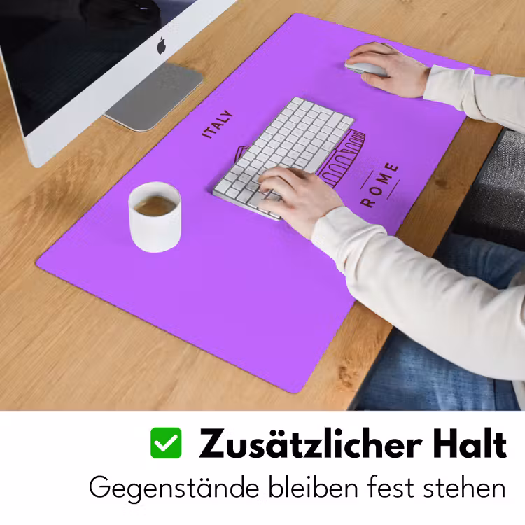 Schreibtischunterlage - Architektur – Kolosseum – Rom – Minimalistisch – Lila - Architectuur - Colosseum - Rome - Minimalistisch - Paars Muismat XXL klein