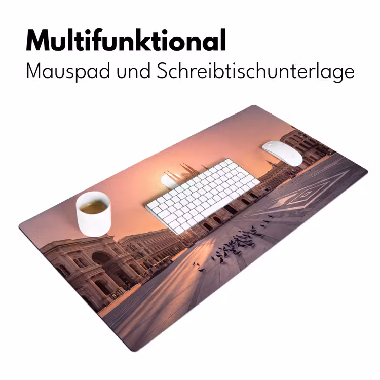 Architectuur - Milaan - Plein - Zonsopgang - Oranje Muismat XXL klein -ysfeer4_duits