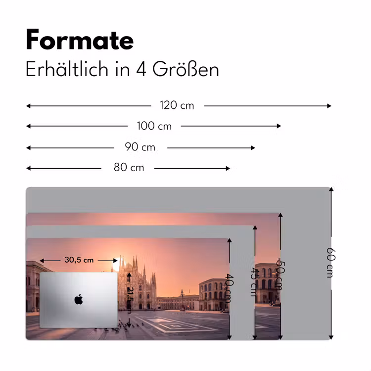 Architectuur - Milaan - Plein - Zonsopgang - Oranje Muismat XXL klein -ysfeer5_duits