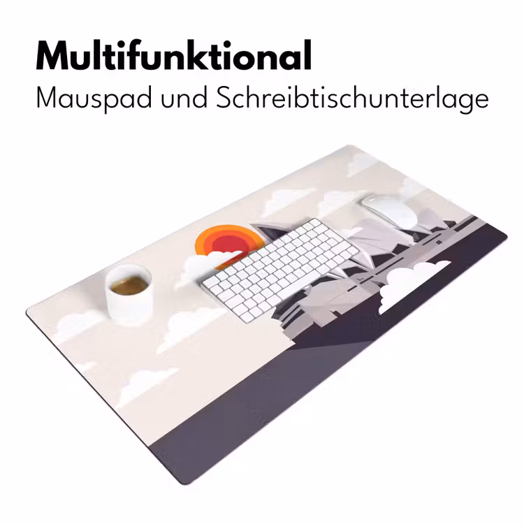 Schreibtischunterlage - Architektur – Stadtansicht – Modern – Grau – Orange - Architectuur - Stadsgezicht - Modern - Grijs - Oranje Muismat XXL klein