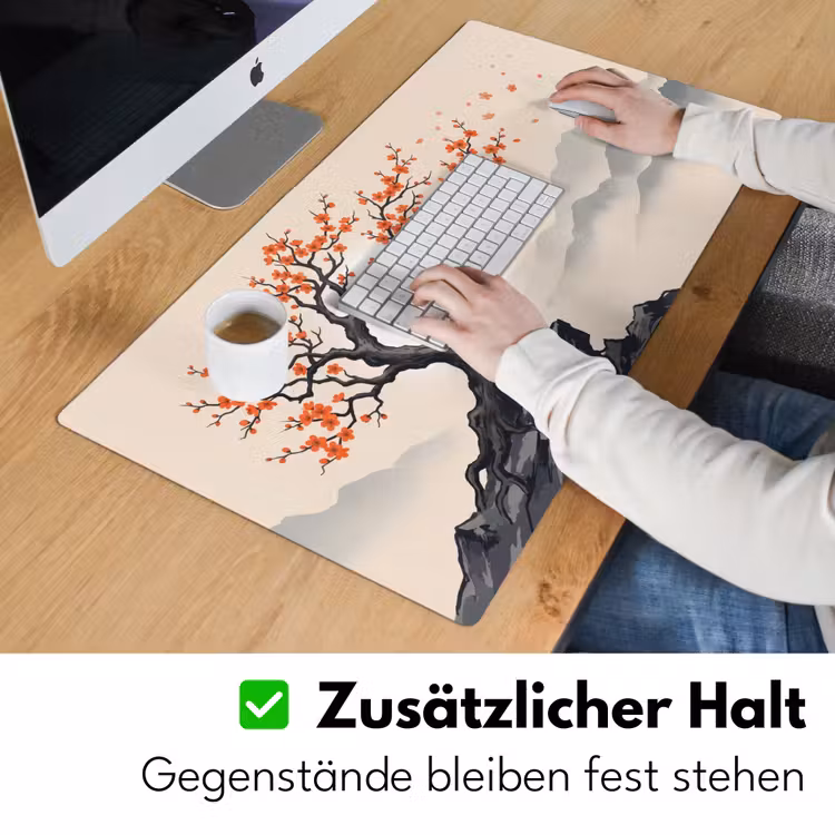 Aziatisch - Bloesem - Rood Muismat XXL klein -ysfeer3_duits