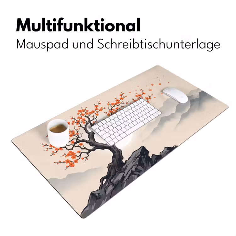 Aziatisch - Bloesem - Rood Muismat XXL klein -ysfeer4_duits
