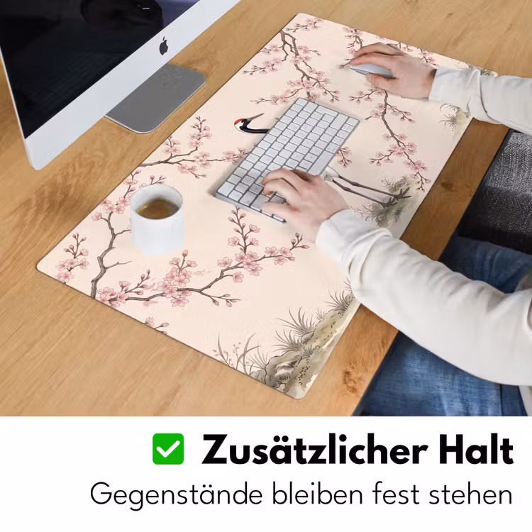 Aziatisch - Kraanvogel - Beige Muismat XXL klein -ysfeer3_duits