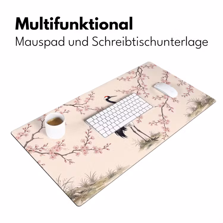 Aziatisch - Kraanvogel - Beige Muismat XXL klein -ysfeer4_duits