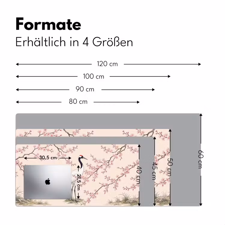 Aziatisch - Kraanvogel - Beige Muismat XXL klein -ysfeer5_duits