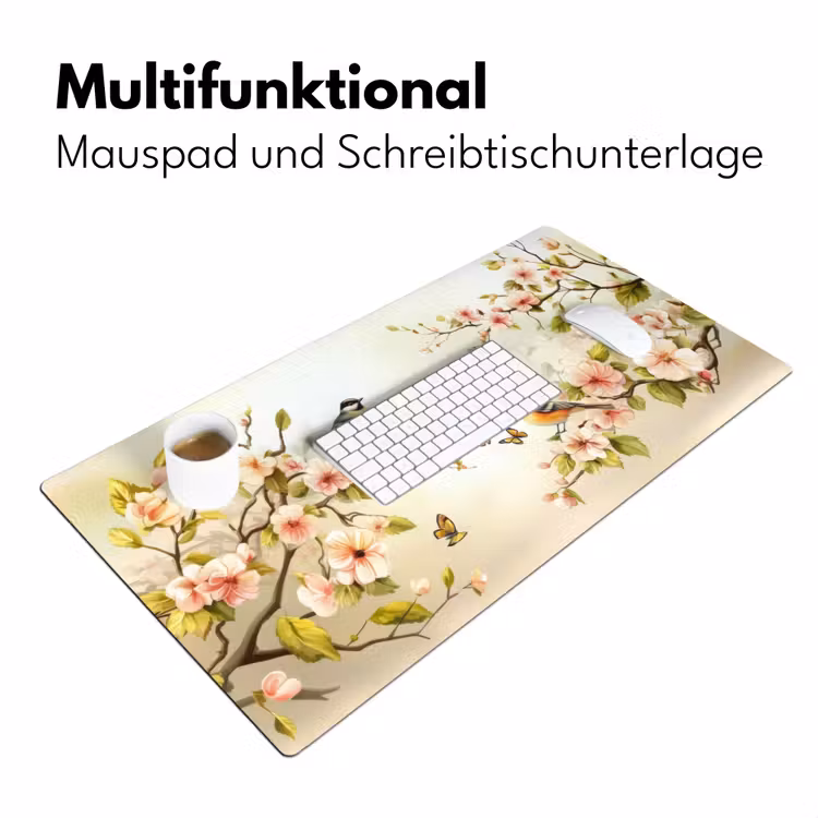 Takken - Bloemen - Vogeltjes - Roze Muismat XXL klein -ysfeer4_duits