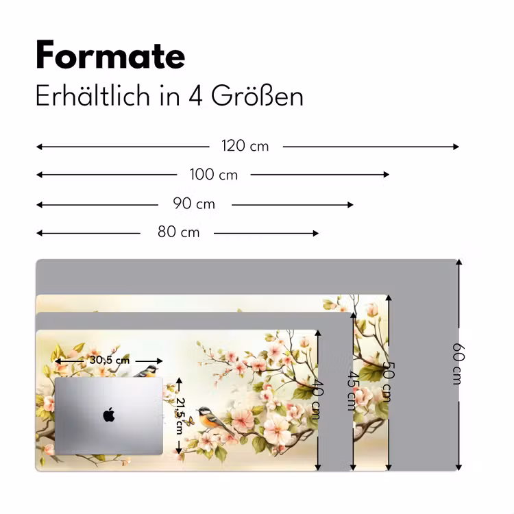 Takken - Bloemen - Vogeltjes - Roze Muismat XXL klein -ysfeer5_duits