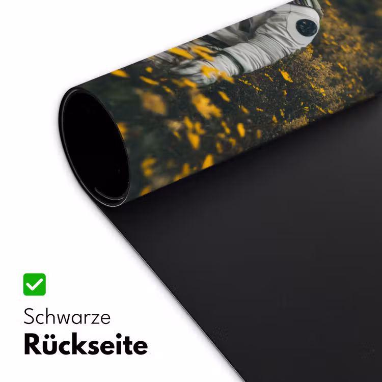 Astronaut - Bloemen - Veld - Geel Muismat XXL klein -ysfeer2_duits