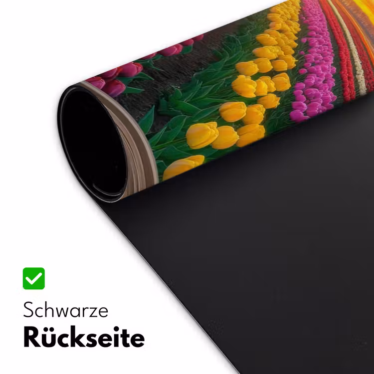 Doorkijk - Bloemen - Tulpen - Kleurrijk - Zonsondergang Muismat XXL klein -ysfeer2_duits