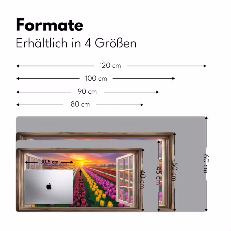 Doorkijk - Bloemen - Tulpen - Kleurrijk - Zonsondergang Muismat XXL klein -ysfeer5_duits