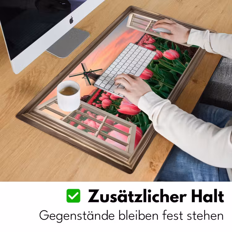 Doorkijk - Tulpen - Bloemen - Molen - Raam Muismat XXL klein -ysfeer3_duits