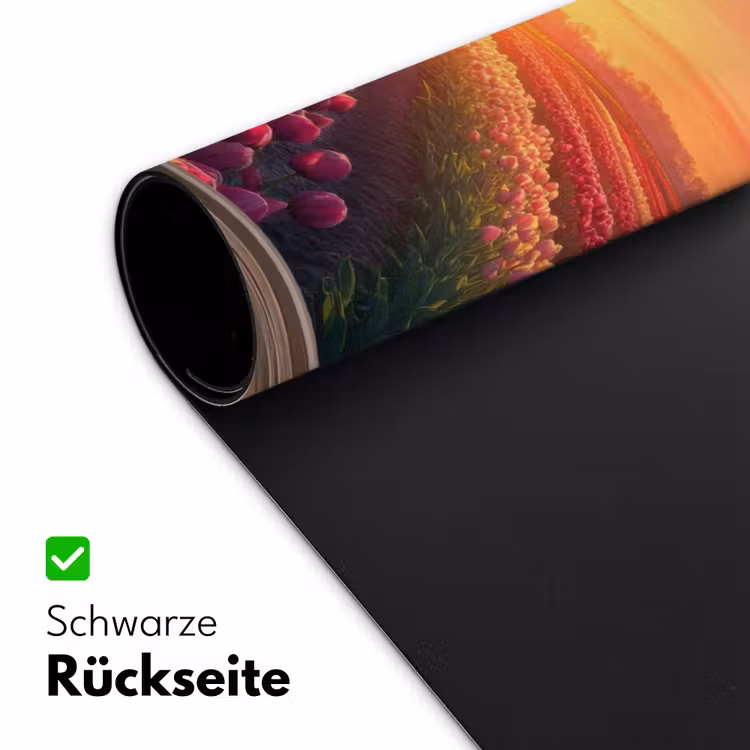 Doorkijk - Tulpen - Zonsondergang - Bloemen - Kleurrijk Muismat XXL klein -ysfeer2_duits