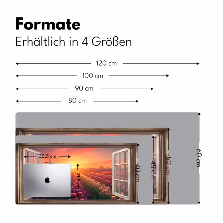 Doorkijk - Tulpen - Zonsondergang - Bloemen - Kleurrijk Muismat XXL klein -ysfeer5_duits