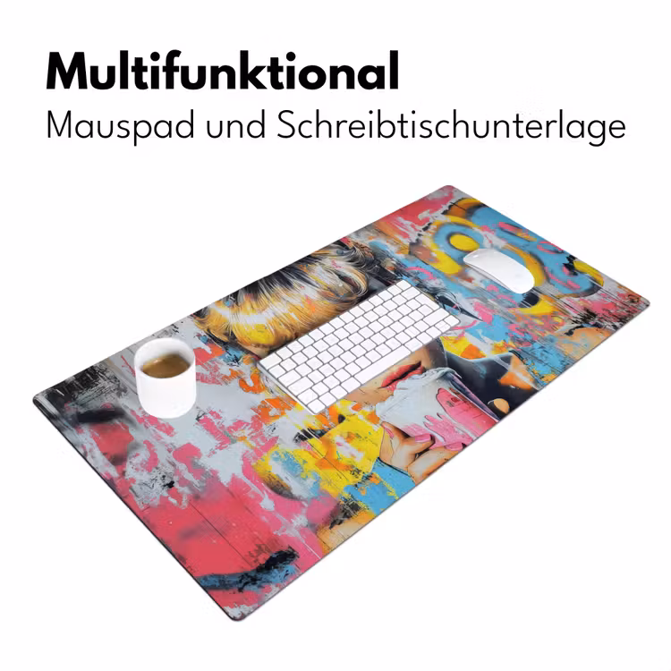 Expressief - Milkshake - Vrouw - Felle kleuren Muismat XXL klein -ysfeer4_duits