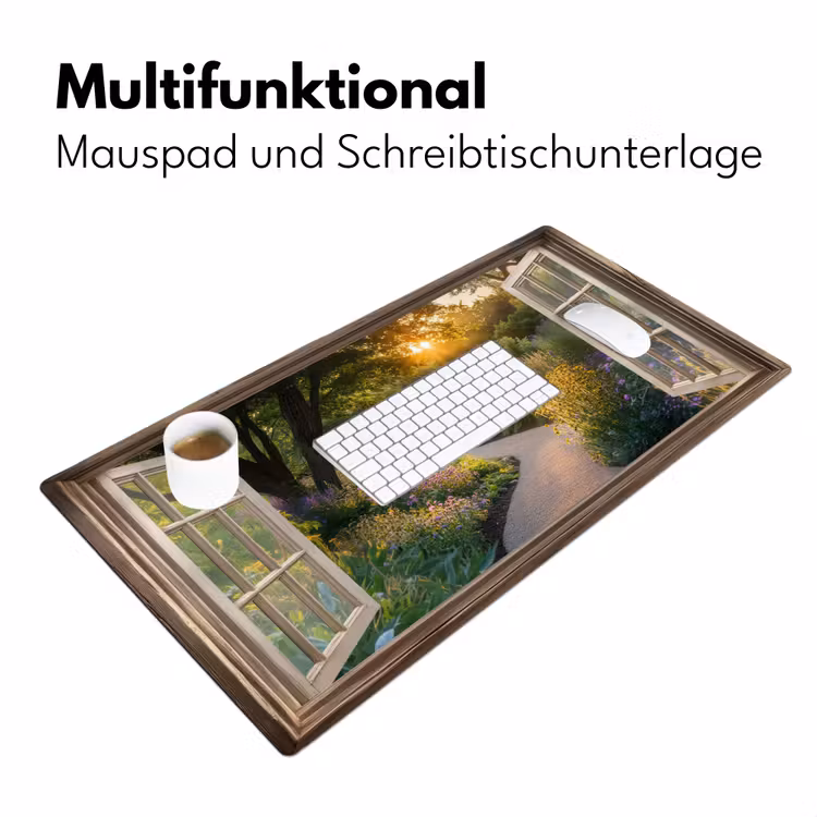 Doorkijk - Bloemen - Natuur - Zon - Pad Muismat XXL klein -ysfeer4_duits
