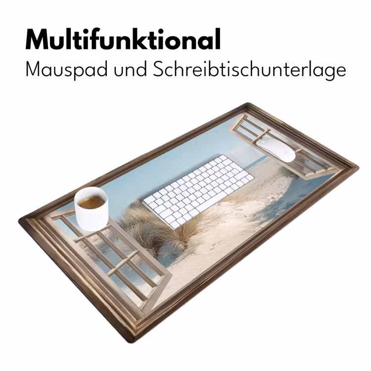 Doorkijk - Helmgras - Duinen - Zee - Landschap Muismat XXL klein -ysfeer4_duits