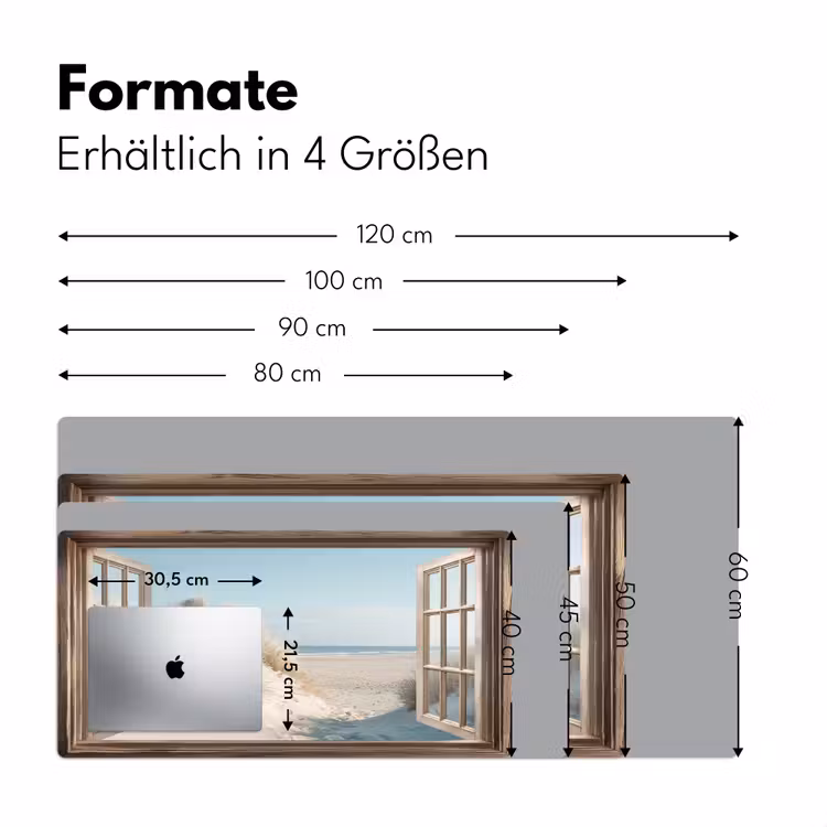 Doorkijk - Helmgras - Duinen - Zee - Landschap Muismat XXL klein -ysfeer5_duits