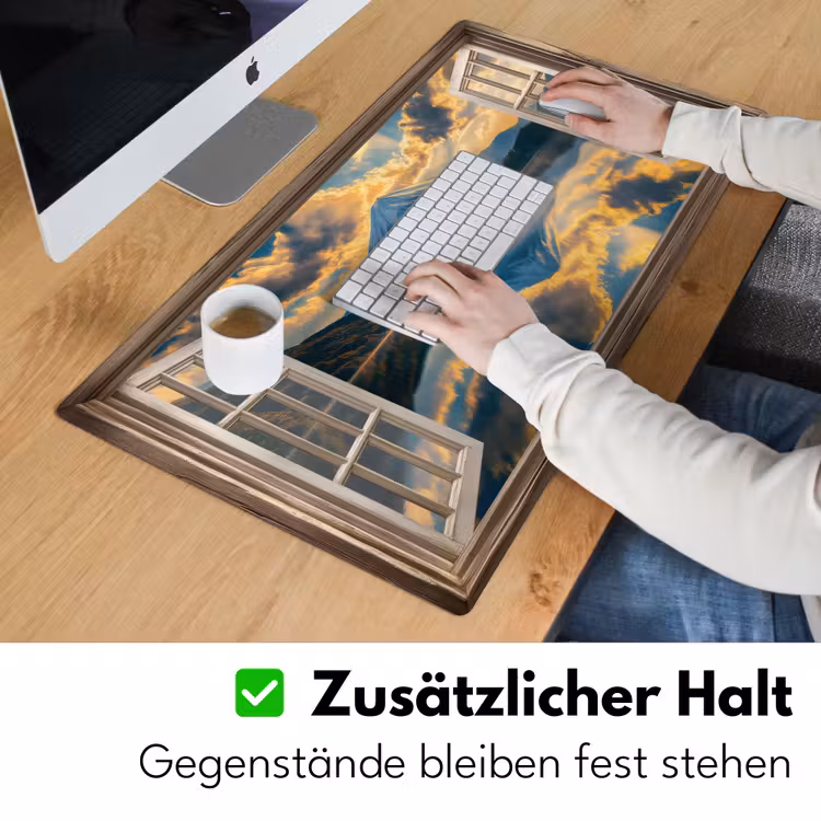 Doorkijk - Landschap - Bergen - Uitzicht - Raam Muismat XXL klein -ysfeer3_duits