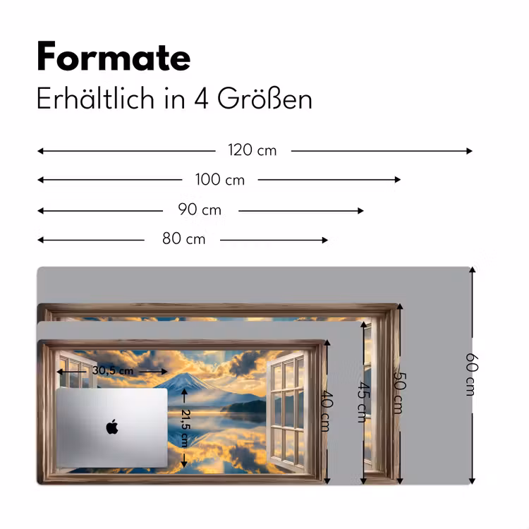 Doorkijk - Landschap - Bergen - Uitzicht - Raam Muismat XXL klein -ysfeer5_duits