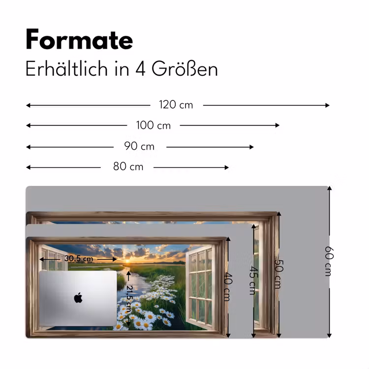 Doorkijk - Landschap - Raam - Water - Zonsondergang Muismat XXL klein -ysfeer5_duits