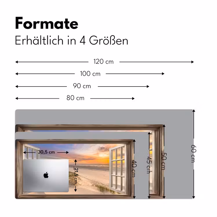 Doorkijk - Strand - Duinen - Natuur - Landschap Muismat XXL klein -ysfeer5_duits