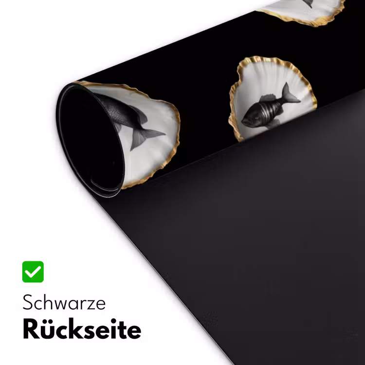 Oesters - Zwart - Vissen - Goud Muismat XXL klein -ysfeer2_duits