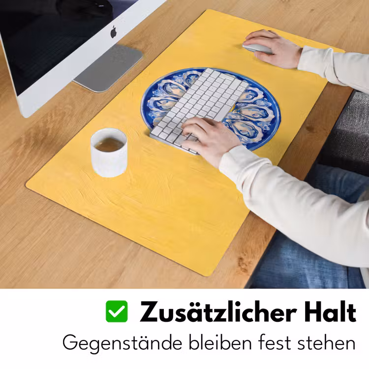 Schreibtischunterlage - Austern – Zitrone – Eis – Modern – Gelb - Oesters - Citroen - IJs - Modern - Geel Muismat XXL klein