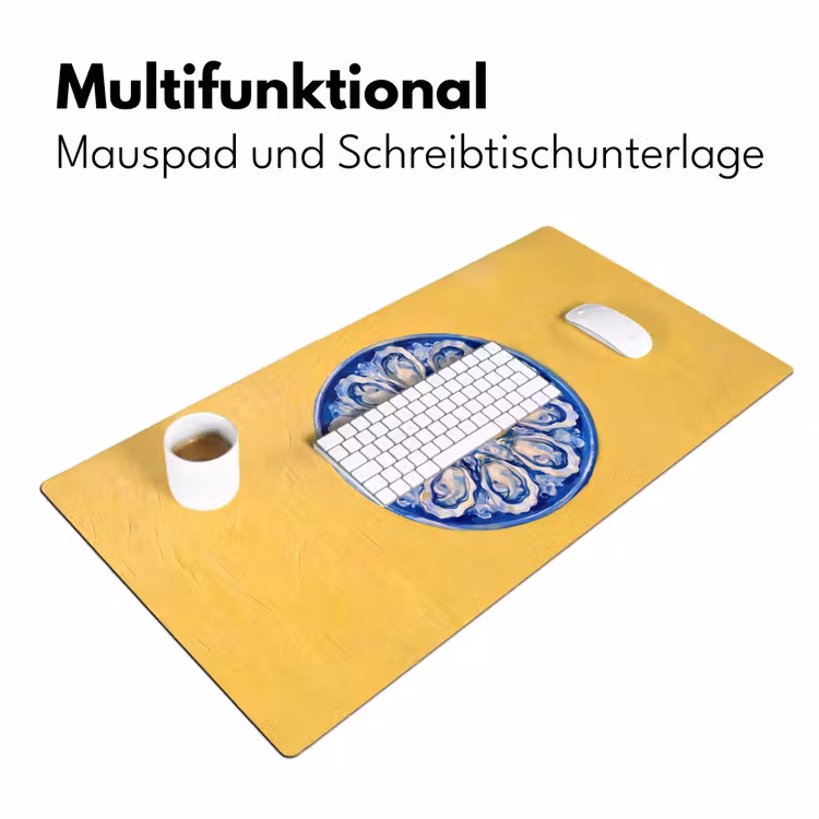 Schreibtischunterlage - Austern – Zitrone – Eis – Modern – Gelb - Oesters - Citroen - IJs - Modern - Geel Muismat XXL klein