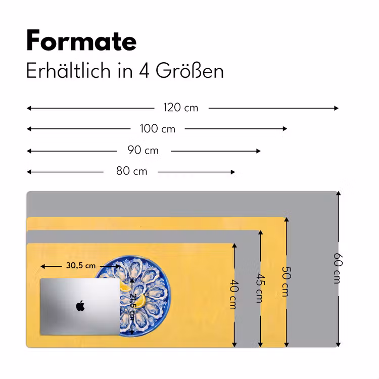 Schreibtischunterlage - Austern – Zitrone – Eis – Modern – Gelb - Oesters - Citroen - IJs - Modern - Geel Muismat XXL klein