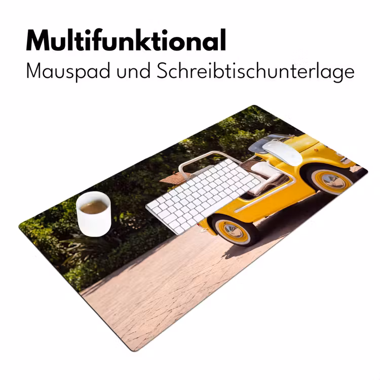 Auto - Picknick - Zomer - Geel Muismat XXL klein -ysfeer4_duits