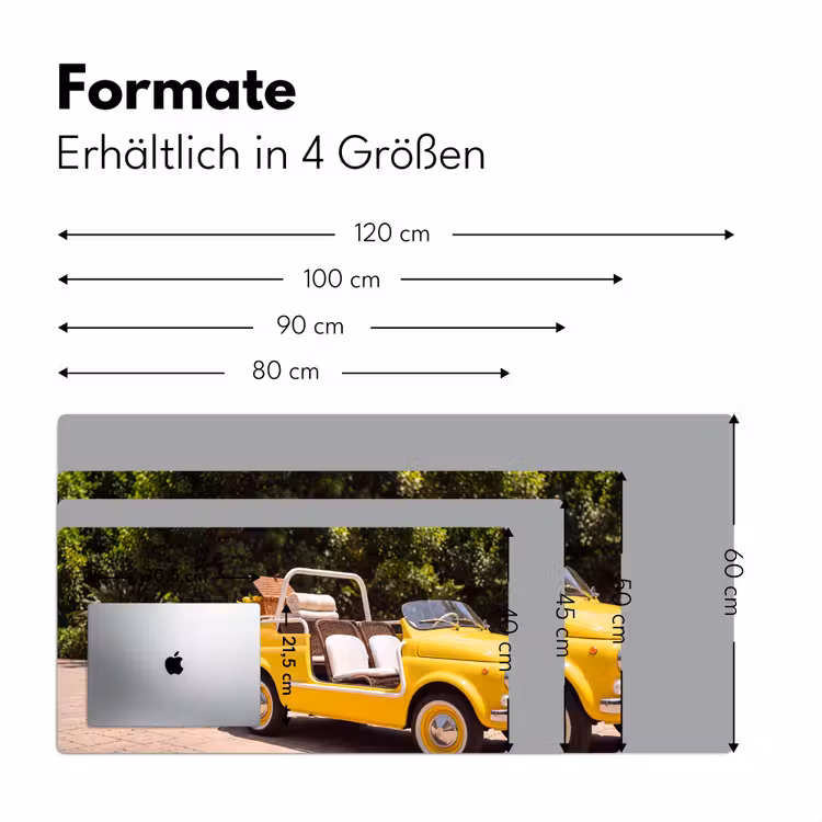 Auto - Picknick - Zomer - Geel Muismat XXL klein -ysfeer5_duits