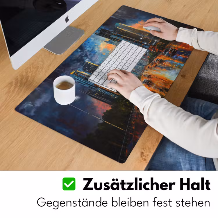 Auto - Skyline - Zon - Blauw Muismat XXL klein -ysfeer3_duits