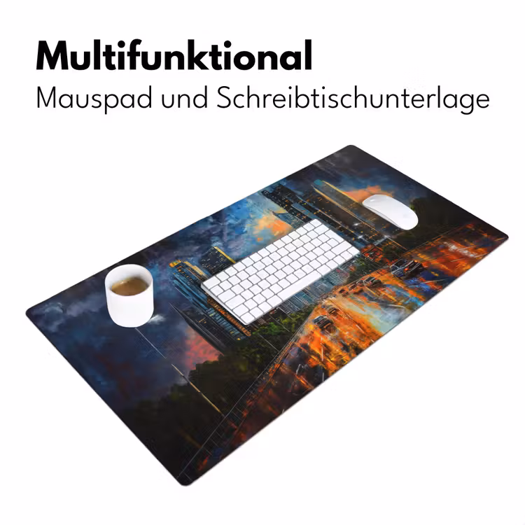 Auto - Skyline - Zon - Blauw Muismat XXL klein -ysfeer4_duits
