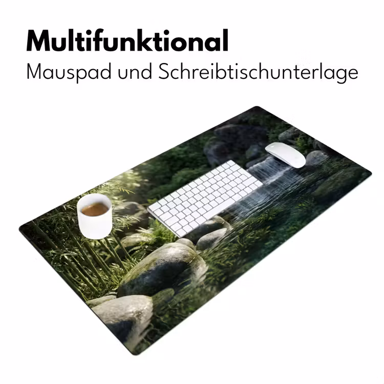 Beek - Waterval - Natuur - Groen Muismat XXL klein -ysfeer4_duits