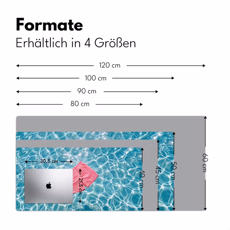 Schreibtischunterlage - Bademode – Gestreift – Wasser – Sommer – Rot-Weiß - Zwemkleding - Gestreept - Water - Zomer - Rood-wit Muismat XXL klein