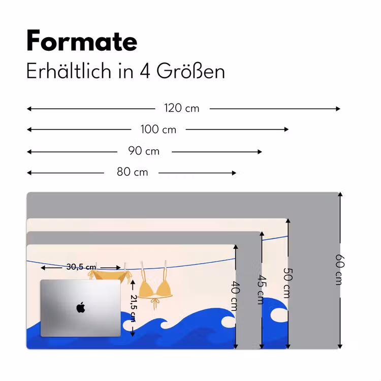 Schreibtischunterlage - Bademode – Meer – Sommer – Illustration – Gelb - Zwemkleding - Zee - Zomer - Illustratie - Geel Muismat XXL klein