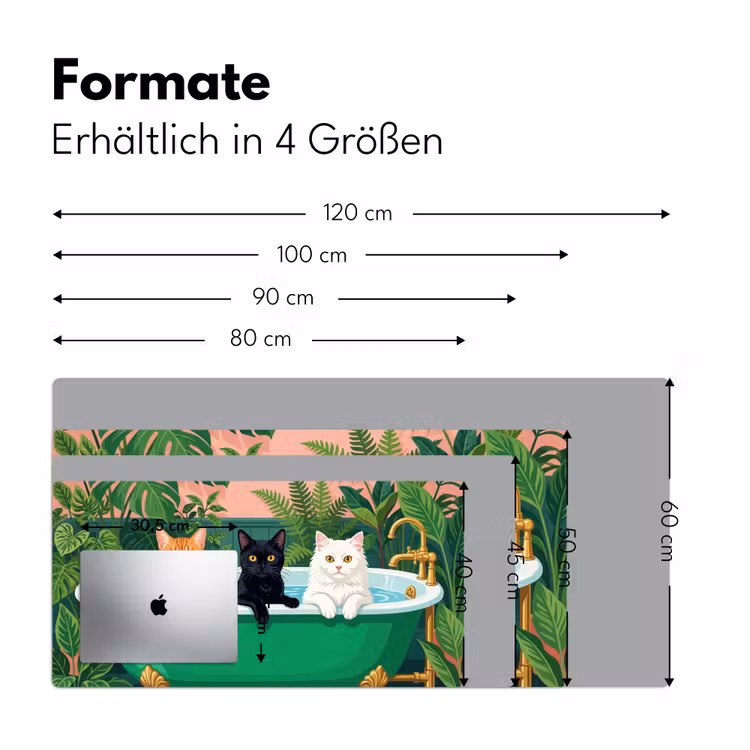 Badkamer - Kattenparade - Kleurrijk Muismat XXL klein -ysfeer5_duits