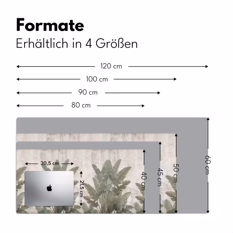Bananenbladeren - Beton - Groen Muismat XXL klein -ysfeer5_duits