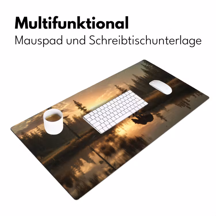 Beer - water - Bos - Ochtendlicht Muismat XXL klein -ysfeer4_duits