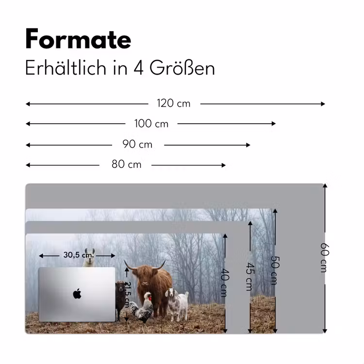 Boerderijdieren - Groep - Mist - Natuur - Rustiek Muismat XXL klein -ysfeer5_duits