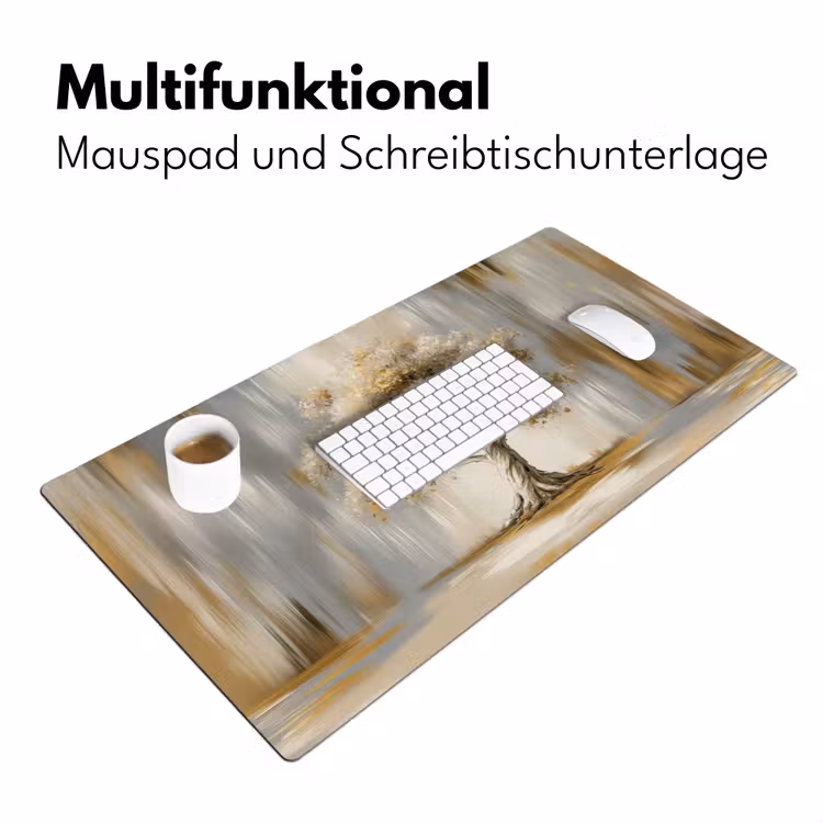 Boom - Bladeren - Abstract - Wit Muismat XXL klein -ysfeer4_duits