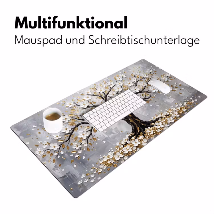 Boom - Bloemen - Natuur - Abstract - Wit Muismat XXL klein -ysfeer4_duits